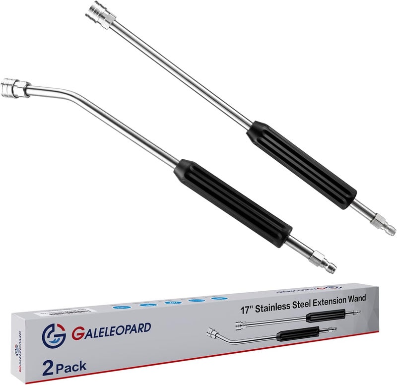 GALELEOPARD Pressure Washer Extension Wand, Short Pressure Washer Wand Replacement, Power Washer Wand Extension for Car Wash, Curved Angled and Straight Wand Replacement, 1/4" Quick Connect, 2 Pack - Image 1